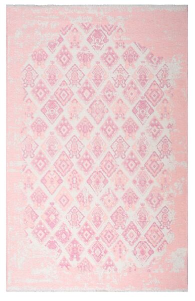 Lina Çift Taraflı %100 Pamuk Kilim Modern Yıkanabilir Şönil Kilim 015-J Pudra Pembe  Koridor Mutfak Salon Şönil Halı Çift Taraflı Yolluk