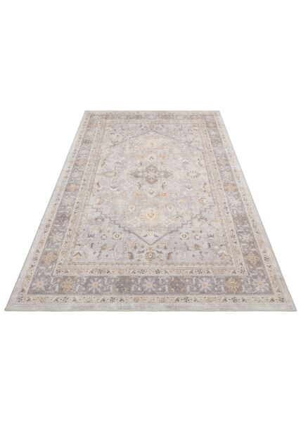 Eko Halı Elista Vintage ELS 201 Grey Blue Yumuşak Dokuma Kaymaz Tabanlı Yıkanabilir Modern Halı Salon Oturma Odası Mutfak Koridor Halısı