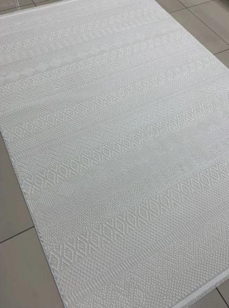 Merinos Rcycle Koleksiyonu 38422 061 Beyaz Modern Dokuma Salon Mutfak Halısı Yolluk