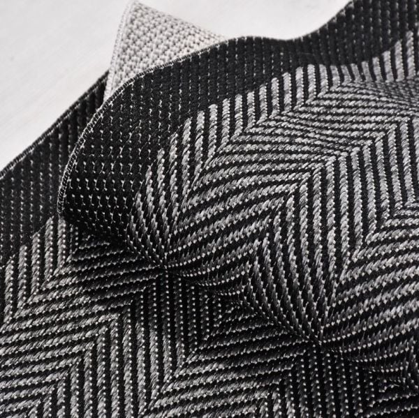 Crea Halı Andora AS06 Gri Siyah Bordürlü Balık Sırtı Sisal Halı Hasır Doku Çerçeveli Halı My Crea Home