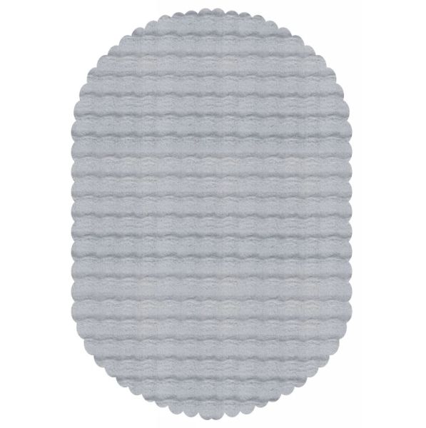 Ekstra Yumuşak Dokulu Gri Bubble Tavşan Tüyü Darcio Oval Post Peluş Halı