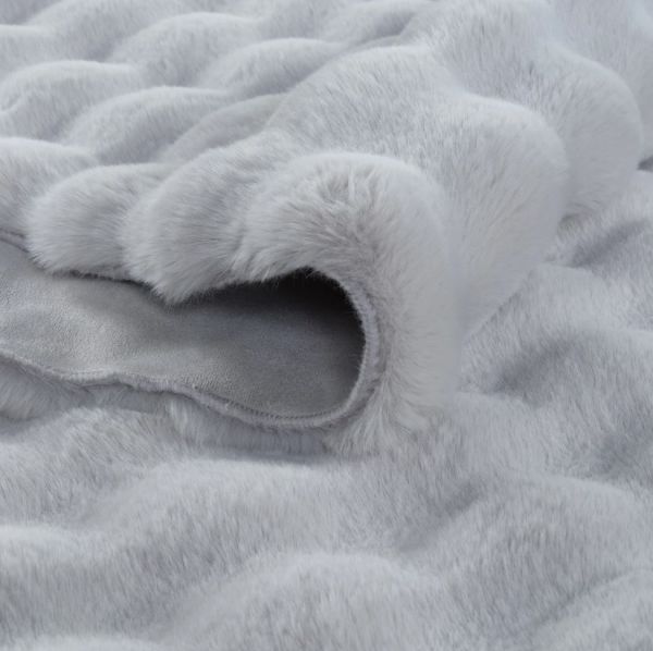 Ekstra Yumuşak Dokulu Gri Bubble Tavşan Tüyü Darcio Oval Post Peluş Halı