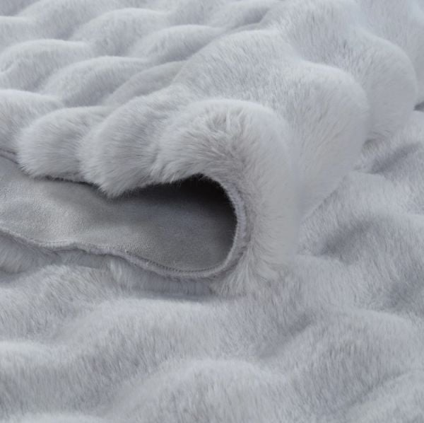 Ekstra Yumuşak Dokulu Gri Bubble Tavşan Tüyü Darcio Oval Post Peluş Halı