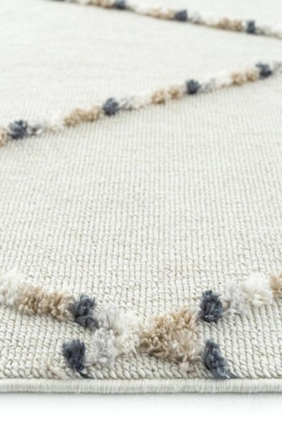 Eko Halı Terazzo 04 White Beige Hav Toz Vermez Krem Bej Yumuşak ve Parlak Tuşeli İskandinav Halı