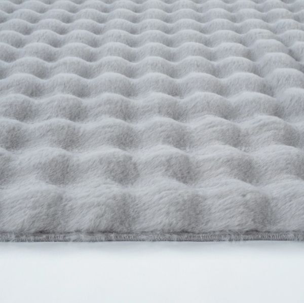Ekstra Yumuşak Dokulu Gri Bubble Tavşan Tüyü Darcio Oval Post Peluş Halı