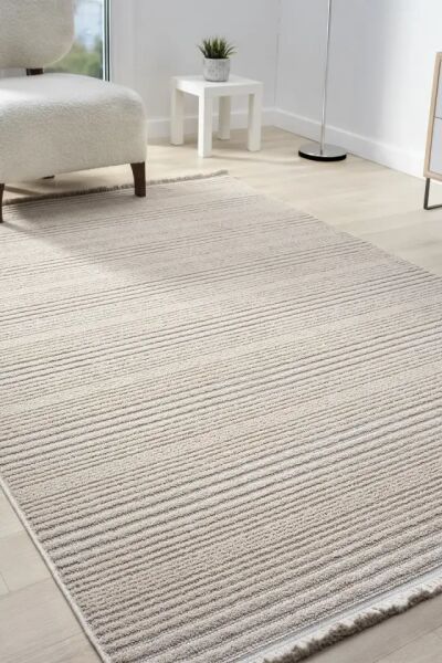 Seyran Halı Zara 0950 Bej Ekstra Yumuşak Kabartmalı Modern Yolluk Koridor Mutfak Salon Halısı