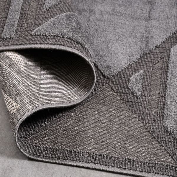 Crea  Halı Zara ZT03 Antrasit Kabartmalı Salon Oturma Odası Halısı Yolluk Koridor Mutfak Halısı Modern Halı