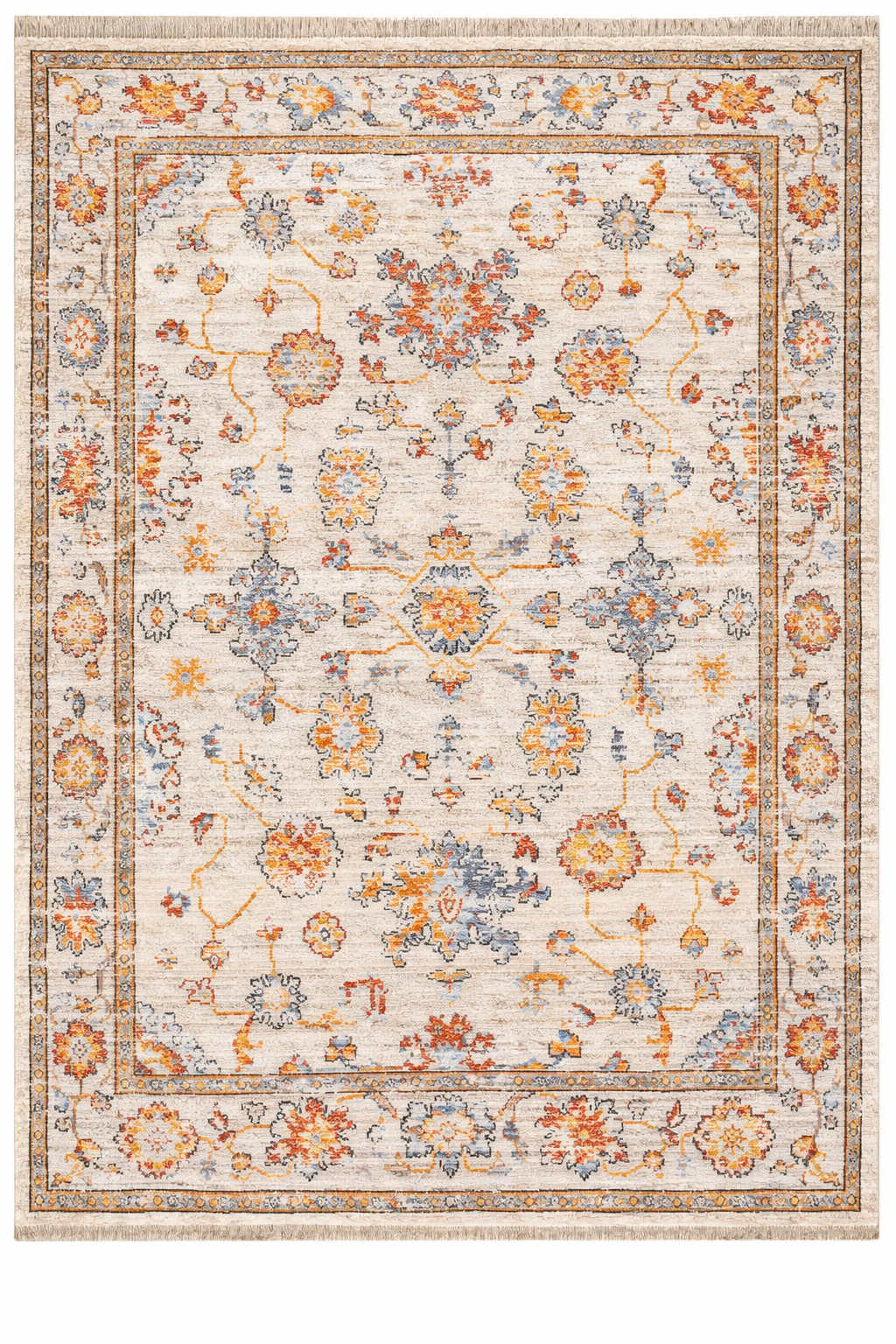 Drom Kaymaz Tabanlı Yıkanabilir Bej Modern Salon Oturma Odası Halısı