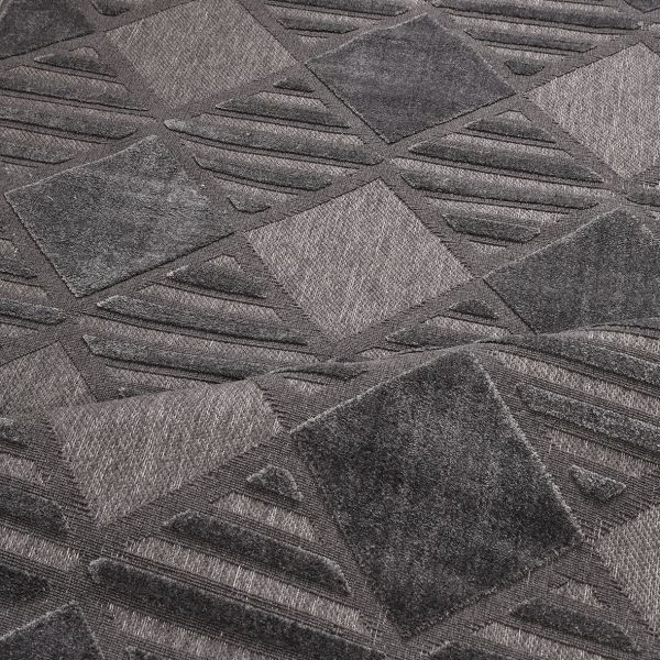 Crea  Halı Zara ZT03 Antrasit Kabartmalı Salon Oturma Odası Halısı Yolluk Koridor Mutfak Halısı Modern Halı