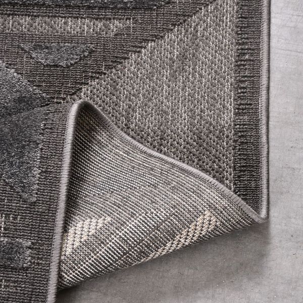 Crea  Halı Zara ZT03 Antrasit Kabartmalı Salon Oturma Odası Halısı Yolluk Koridor Mutfak Halısı Modern Halı