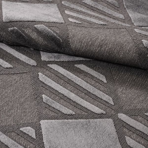 Crea  Halı Zara ZT03 Antrasit Kabartmalı Salon Oturma Odası Halısı Yolluk Koridor Mutfak Halısı Modern Halı