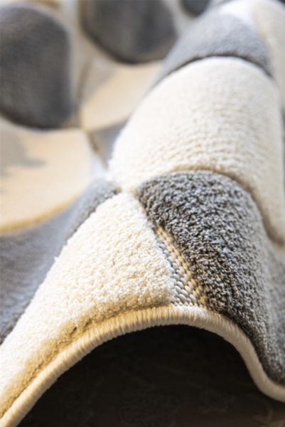 Halımax Alfa 8004 Krem Gri Hav Toz Vermez Kabartmalı Modern Salon Halısı