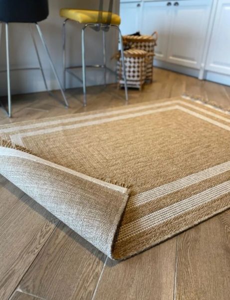 Seyran Halı 668 Beyaz İndia Modern Jüt Dokulu Modern Kahverengi Halı Hasır Model Yolluk 120x180