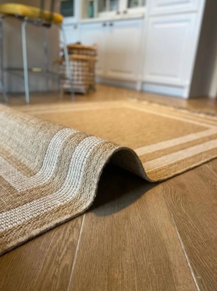 Seyran Halı 668 Beyaz İndia Modern Jüt Dokulu Modern Kahverengi Halı Hasır Model Yolluk 160x230