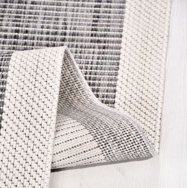 Crea Halı Andora AS07 Gri Beyaz Bordürlü Sisal Halı Hasır Doku Çerçeveli Halı My Crea Home