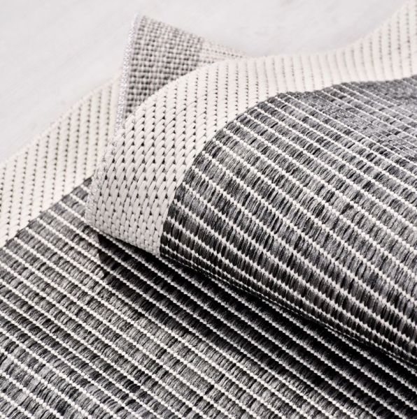 Crea Halı Andora AS07 Gri Beyaz Bordürlü Sisal Halı Hasır Doku Çerçeveli Halı My Crea Home