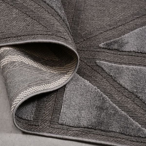 Crea  Halı Zara ZT04 Antrasit Kabartmalı Salon Oturma Odası Halısı Yolluk Koridor Mutfak Halısı Modern Halı