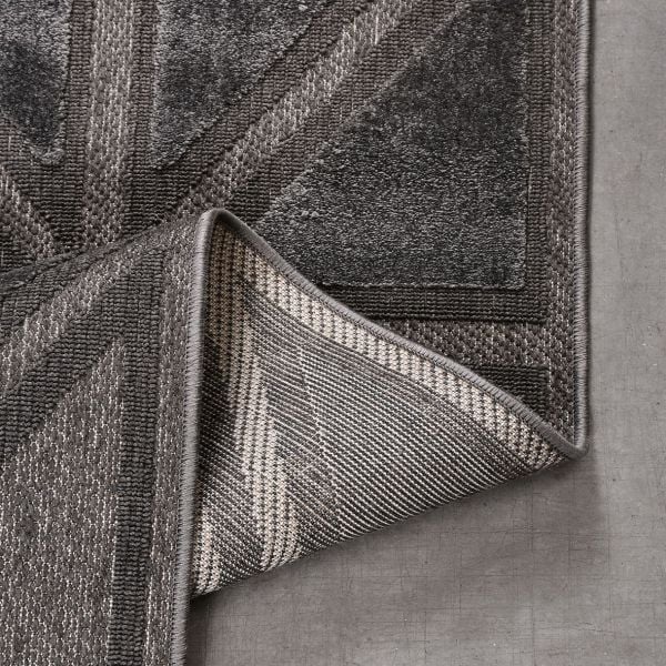 Crea  Halı Zara ZT04 Antrasit Kabartmalı Salon Oturma Odası Halısı Yolluk Koridor Mutfak Halısı Modern Halı