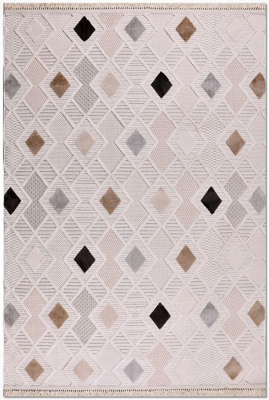 Crea Halı İzgi IM06K Multi Kabartmalı Modern Geometrik Desenli Hav Toz Vermez Salon Halısı  My Crea Home