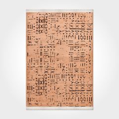 Crea Halı Vena Koleksiyonu 8013S Dokuma Kaymaz Tabanlı Modern Halı Somon My Crea Home 80x200