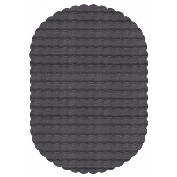 Ekstra Yumuşak Dokulu Antrasit Bubble Tavşan Tüyü Darcio Oval Post Peluş Halı