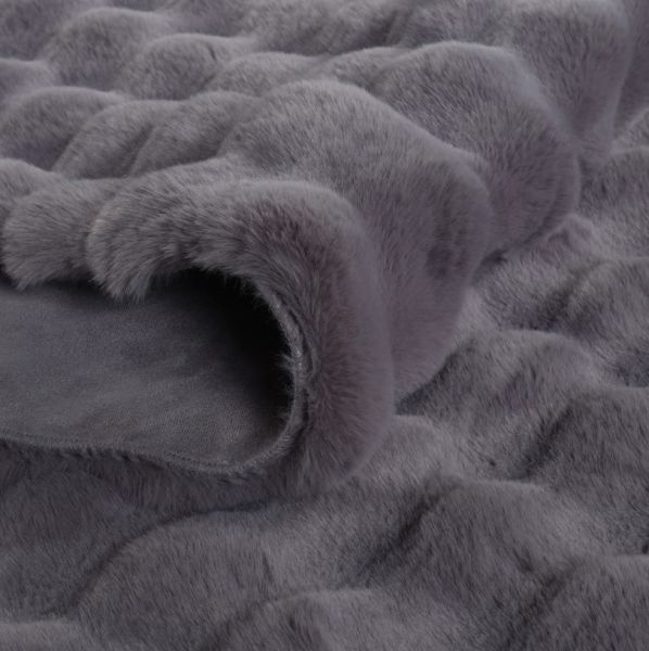 Ekstra Yumuşak Dokulu Antrasit Bubble Tavşan Tüyü Darcio Oval Post Peluş Halı