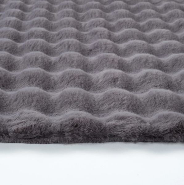 Ekstra Yumuşak Dokulu Antrasit Bubble Tavşan Tüyü Darcio Oval Post Peluş Halı