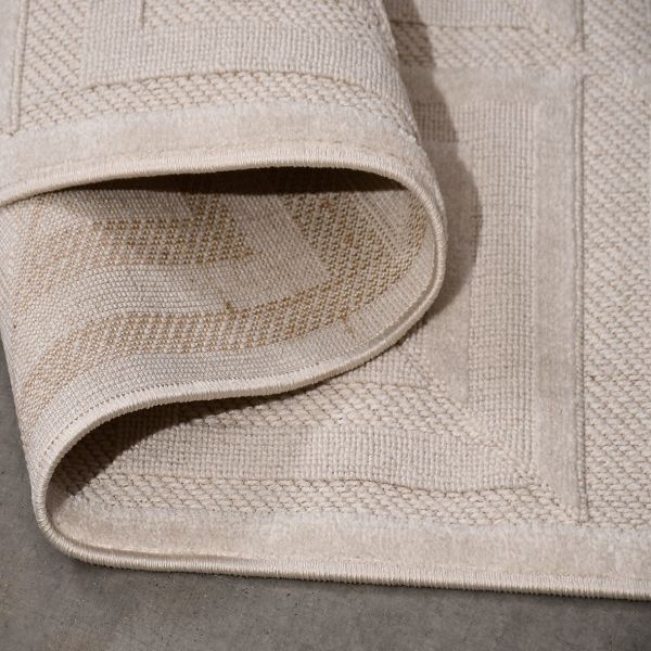 Crea  Halı Zara ZT05 Krem Kabartmalı Salon Oturma Odası Halısı Yolluk Koridor Mutfak Halısı Modern Halı