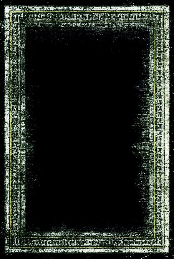 Drom Kaymaz Tabanlı Yıkanabilir Siyah Çerçeveli Modern Halı