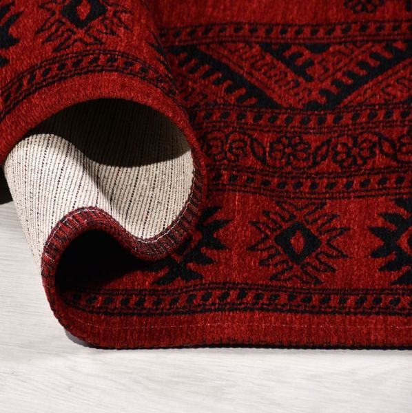 Crea Halı Truva TR01 Afgan Desen Bordo Kırmızı Etnik Modern Halı My Crea Home