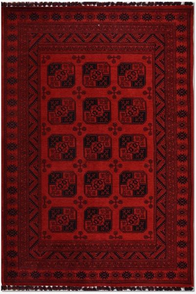 Crea Halı Truva TR01 Afgan Desen Bordo Kırmızı Etnik Modern Halı My Crea Home