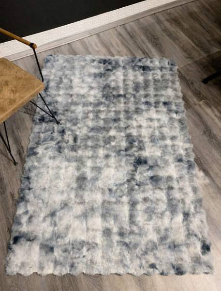 Ekstra Yumuşak Dokulu Renk Geçişli Gri Bubble Tavşan Tüyü Darcio Dikdörtgen Post Peluş Halı