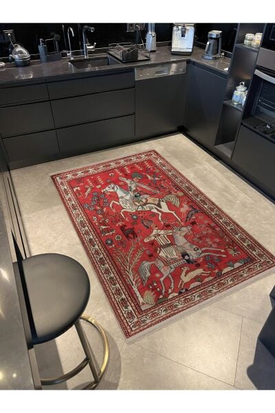 Drom Dokuma Taban Makinede Yıkanabilen Kilim Kaymaz Şönil Eski Çağ Tasarım Halı