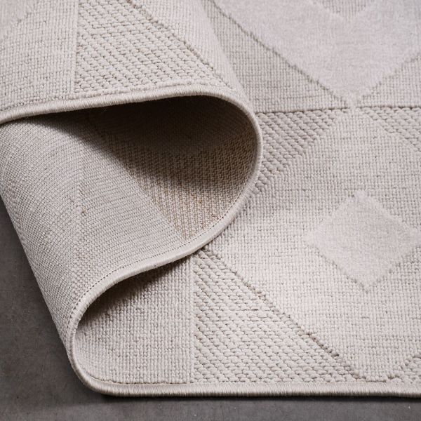 Crea  Halı Zara ZT06 Krem Kabartmalı Salon Oturma Odası Halısı Yolluk Koridor Mutfak Halısı Modern Halı