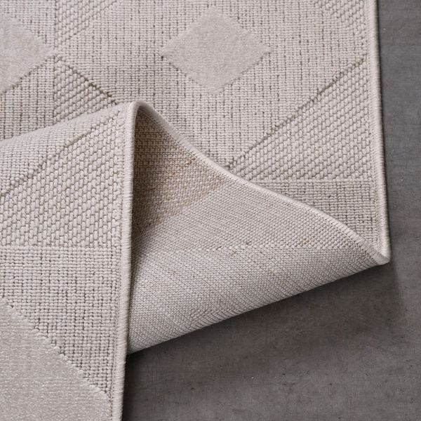 Crea  Halı Zara ZT06 Krem Kabartmalı Salon Oturma Odası Halısı Yolluk Koridor Mutfak Halısı Modern Halı