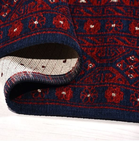 Crea Halı Truva TR03 Afgan Desen Bordo Lacivert Etnik Modern Halı My Crea Home