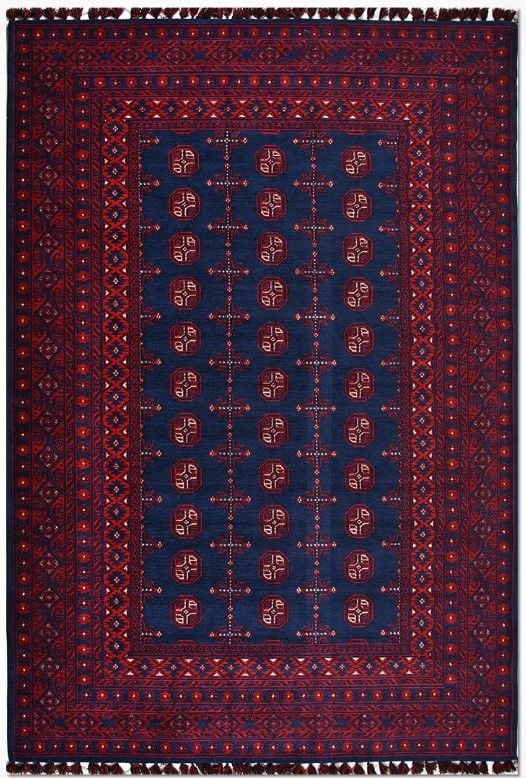 Crea Halı Truva TR03 Afgan Desen Bordo Lacivert Etnik Modern Halı My Crea Home