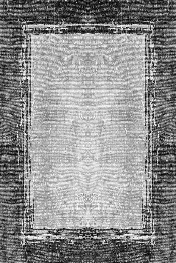 Drom Kaymaz Tabanlı Yıkanabilir Gri Çerçeveli Modern Salon Halısı