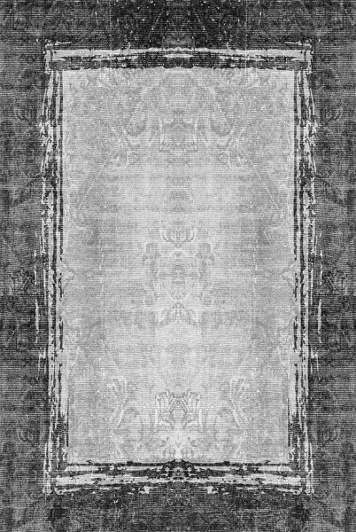 Drom Kaymaz Tabanlı Yıkanabilir Gri Çerçeveli Modern Salon Halısı