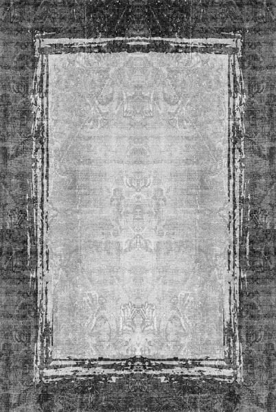 Drom Kaymaz Tabanlı Yıkanabilir Gri Çerçeveli Modern Salon Halısı