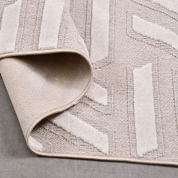 Crea  Halı Zara ZT07 Krem Kabartmalı Salon Oturma Odası Halısı Yolluk Koridor Mutfak Halısı Modern Halı