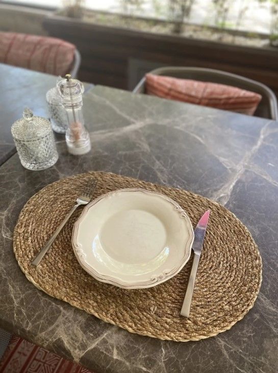Halımax Tekli Hasır Amerikan Servis Bambu Oval Örme Supla Tekli 1 adet 30x45 cm