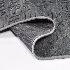 Crea Halı Vena Koleksiyonu 8016S Dokuma Kaymaz Tabanlı Modern Halı Koyu Gri My Crea Home 120x180