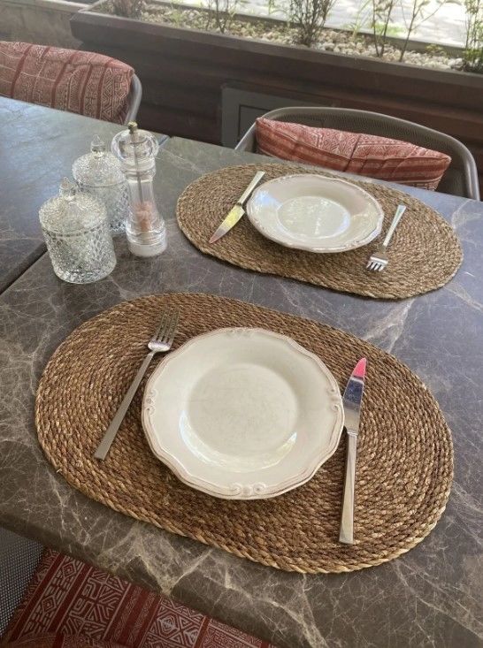 Halımax İkili Hasır Amerikan Servis Bambu Oval Örme Supla 2'li 30x45cm