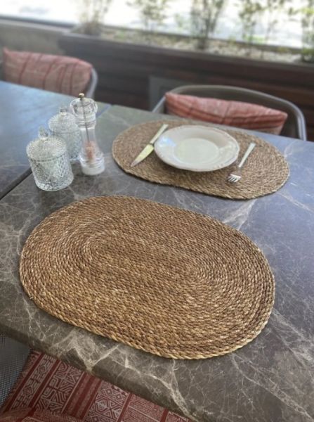 Halımax İkili Hasır Amerikan Servis Bambu Oval Örme Supla 2'li 30x45cm