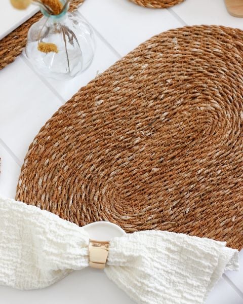 Halımax Dörtlü Hasır Amerikan Servis Bambu Oval Örme Supla 4'lü 30x45cm