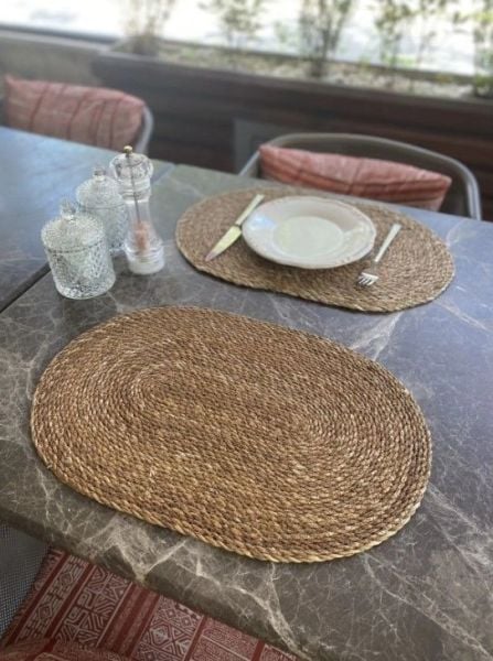 Halımax Dörtlü Hasır Amerikan Servis Bambu Oval Örme Supla 4'lü 30x45cm