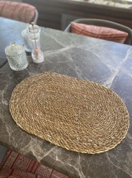 Halımax Altılı Hasır Amerikan Servis Bambu Oval Örme Supla 6'lı 35x40cm