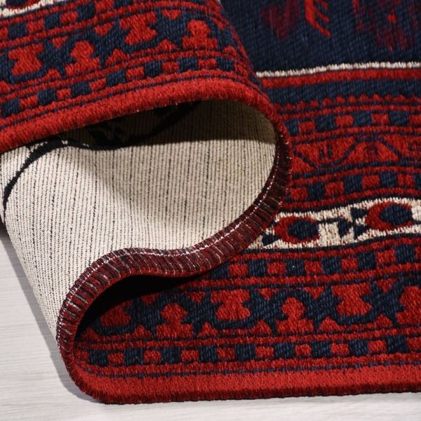 Crea Halı Truva TR04 Afgan Desen Bordo Lacivert Etnik Modern Halı My Crea Home