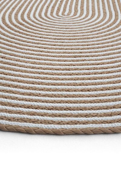Milda 74 Kahverengi Jüt Hasırlı El Örgüsü Çift Taraflı Kilim Oval Jüt Halı 120x180